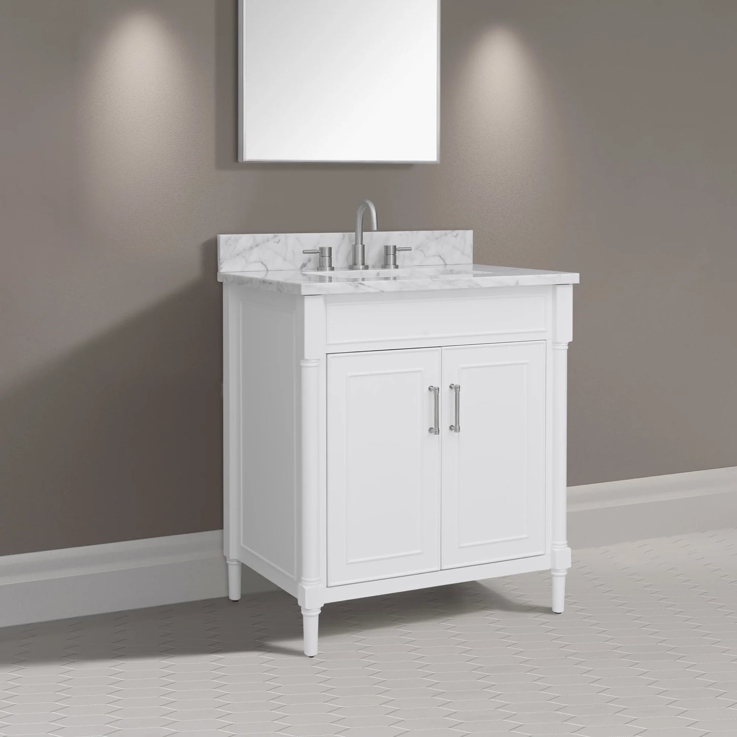 Bristol 30" Freestanding Bathroom Vanity with Stone Top and Vitreous China Undermount Sink