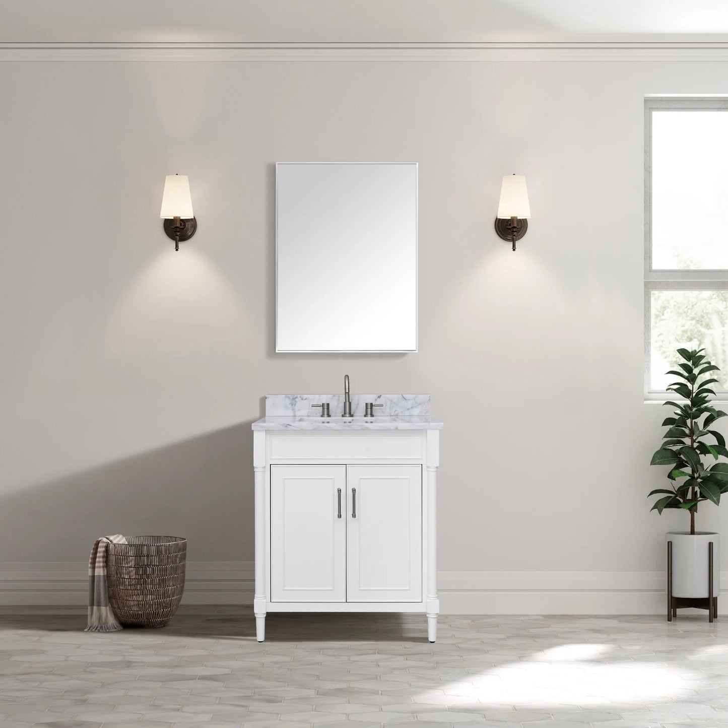 Bristol 30" Freestanding Bathroom Vanity with Stone Top and Vitreous China Undermount Sink