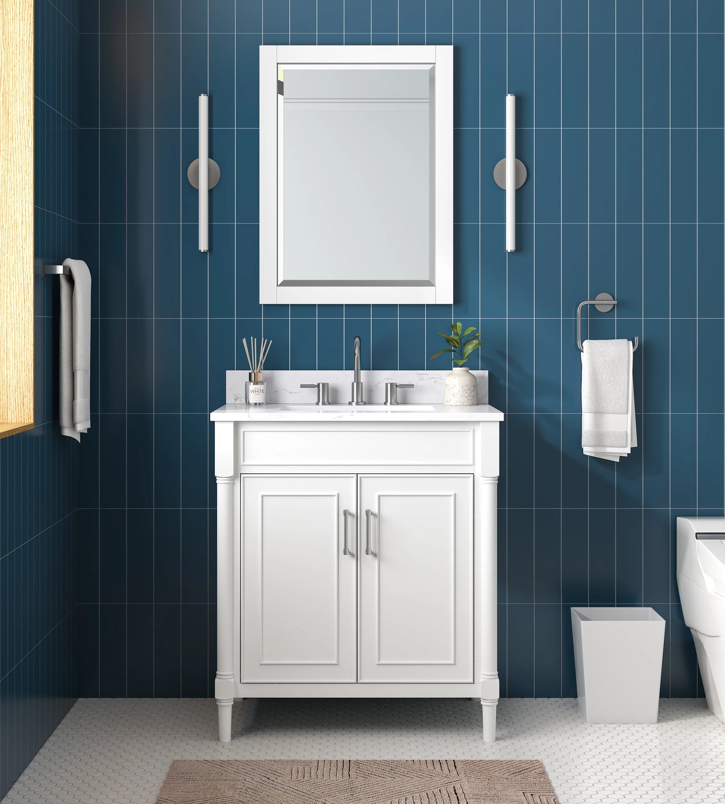 Bristol 30" Freestanding Bathroom Vanity with Stone Top and Vitreous China Undermount Sink
