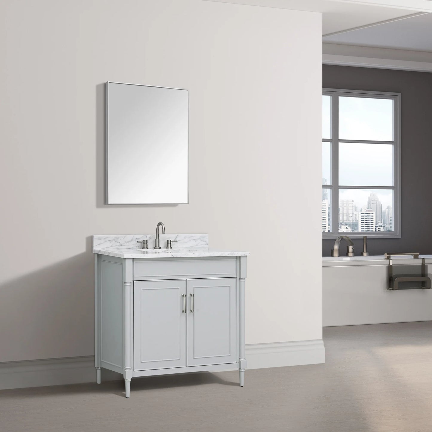 Bristol 36" Freestanding Bathroom Vanity with Stone Top and Vitreous China Undermount Sink