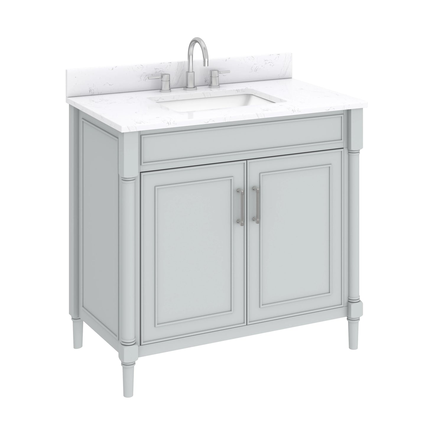 Bristol 36" Freestanding Bathroom Vanity with Stone Top and Vitreous China Undermount Sink