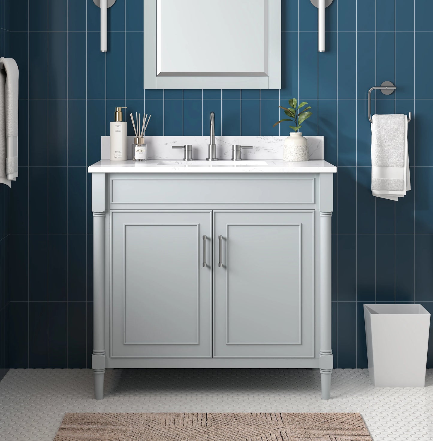 Bristol 36" Freestanding Bathroom Vanity with Stone Top and Vitreous China Undermount Sink