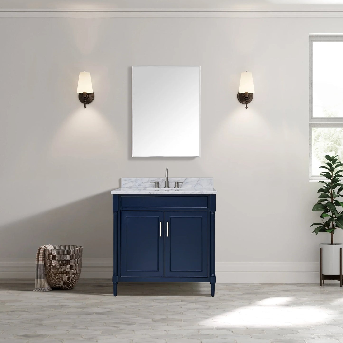 Bristol 36" Freestanding Bathroom Vanity with Stone Top and Vitreous China Undermount Sink