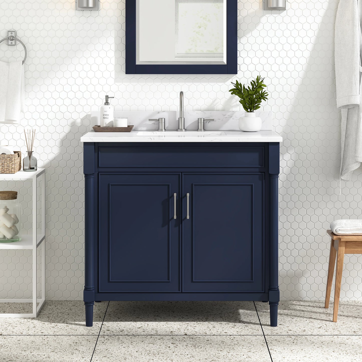 Bristol 36" Freestanding Bathroom Vanity with Stone Top and Vitreous China Undermount Sink