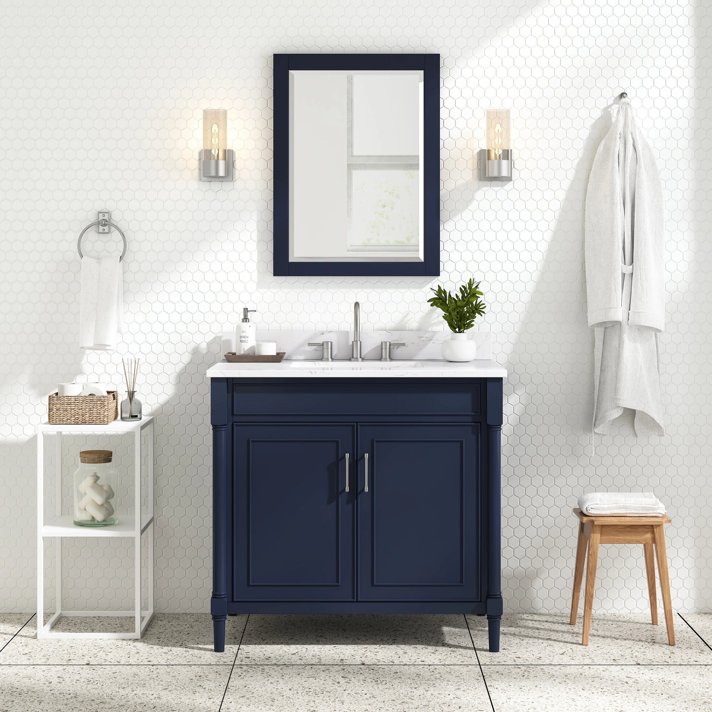 Bristol 36" Freestanding Bathroom Vanity with Stone Top and Vitreous China Undermount Sink