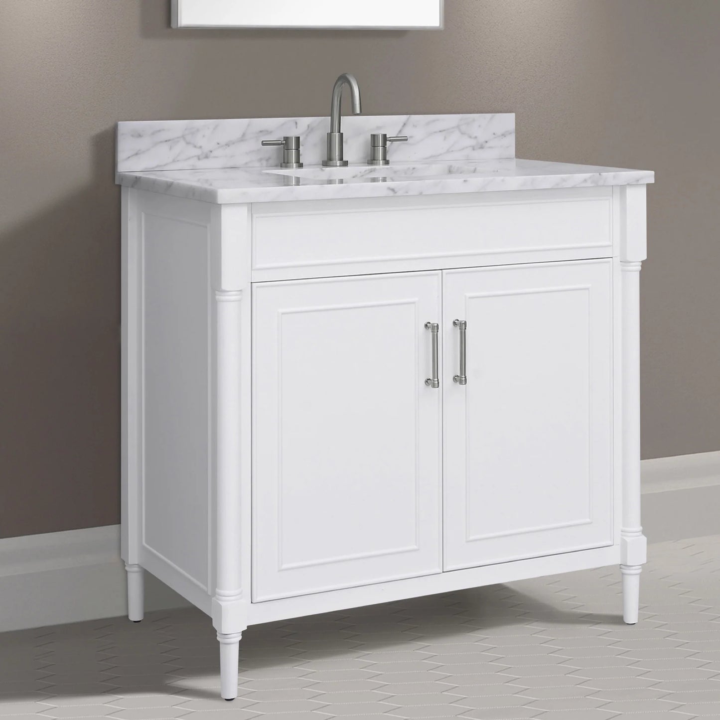 Bristol 36" Freestanding Bathroom Vanity with Stone Top and Vitreous China Undermount Sink