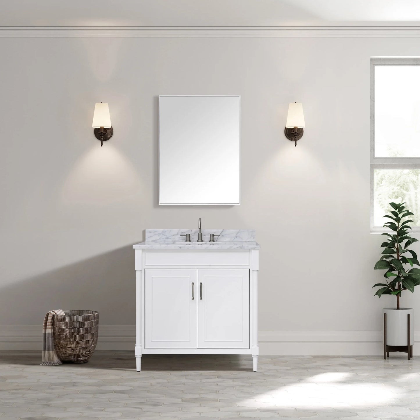 Bristol 36" Freestanding Bathroom Vanity with Stone Top and Vitreous China Undermount Sink
