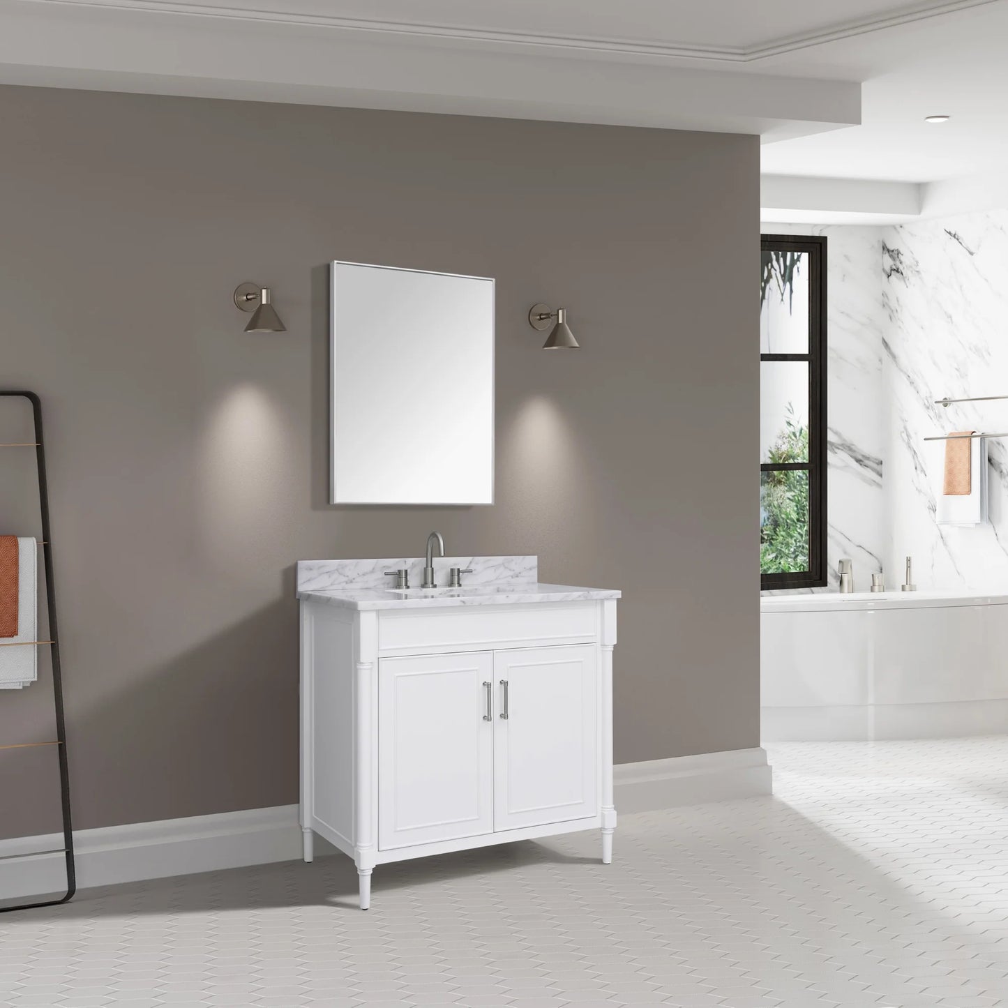 Bristol 36" Freestanding Bathroom Vanity with Stone Top and Vitreous China Undermount Sink