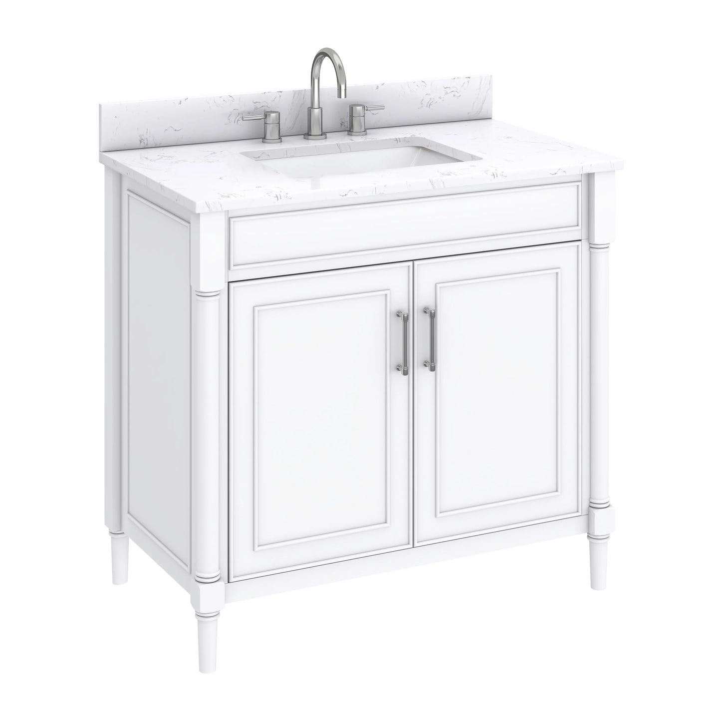 Bristol 36" Freestanding Bathroom Vanity with Stone Top and Vitreous China Undermount Sink