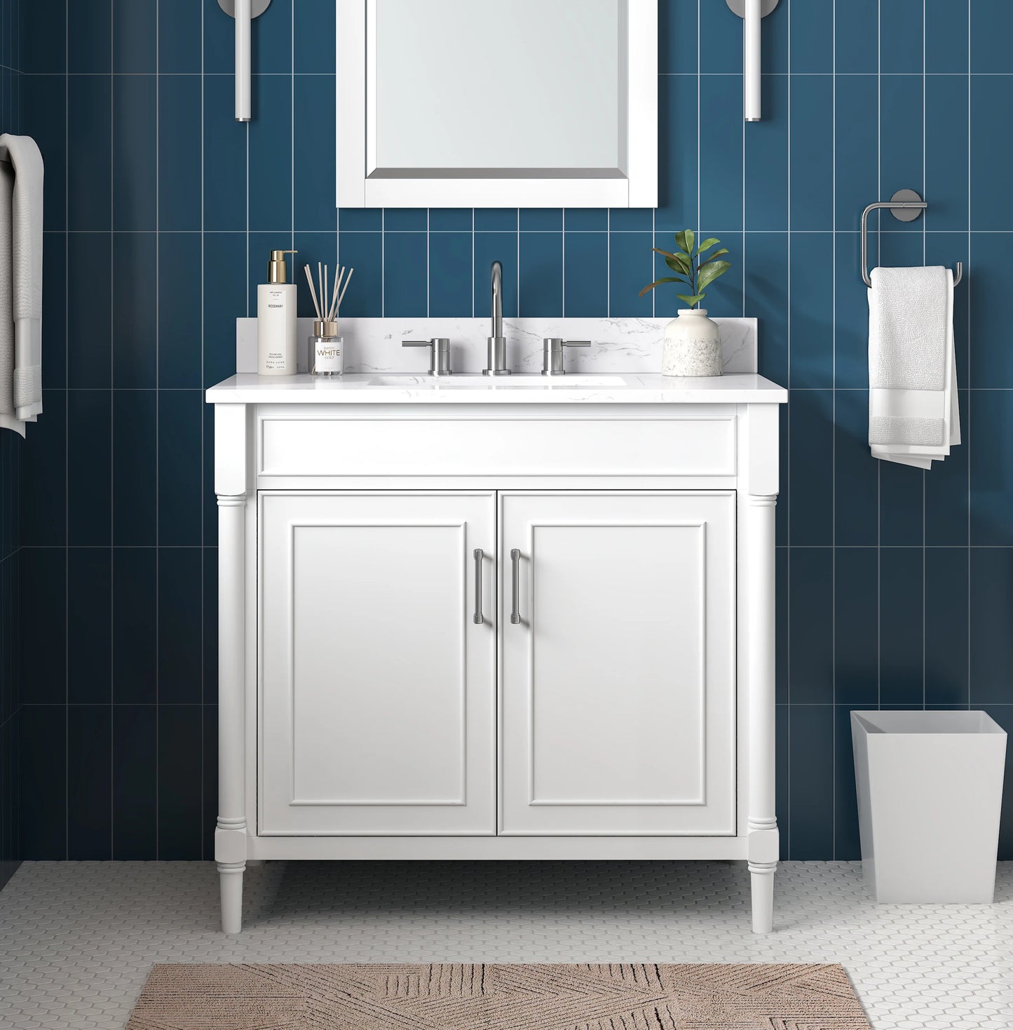 Bristol 36" Freestanding Bathroom Vanity with Stone Top and Vitreous China Undermount Sink
