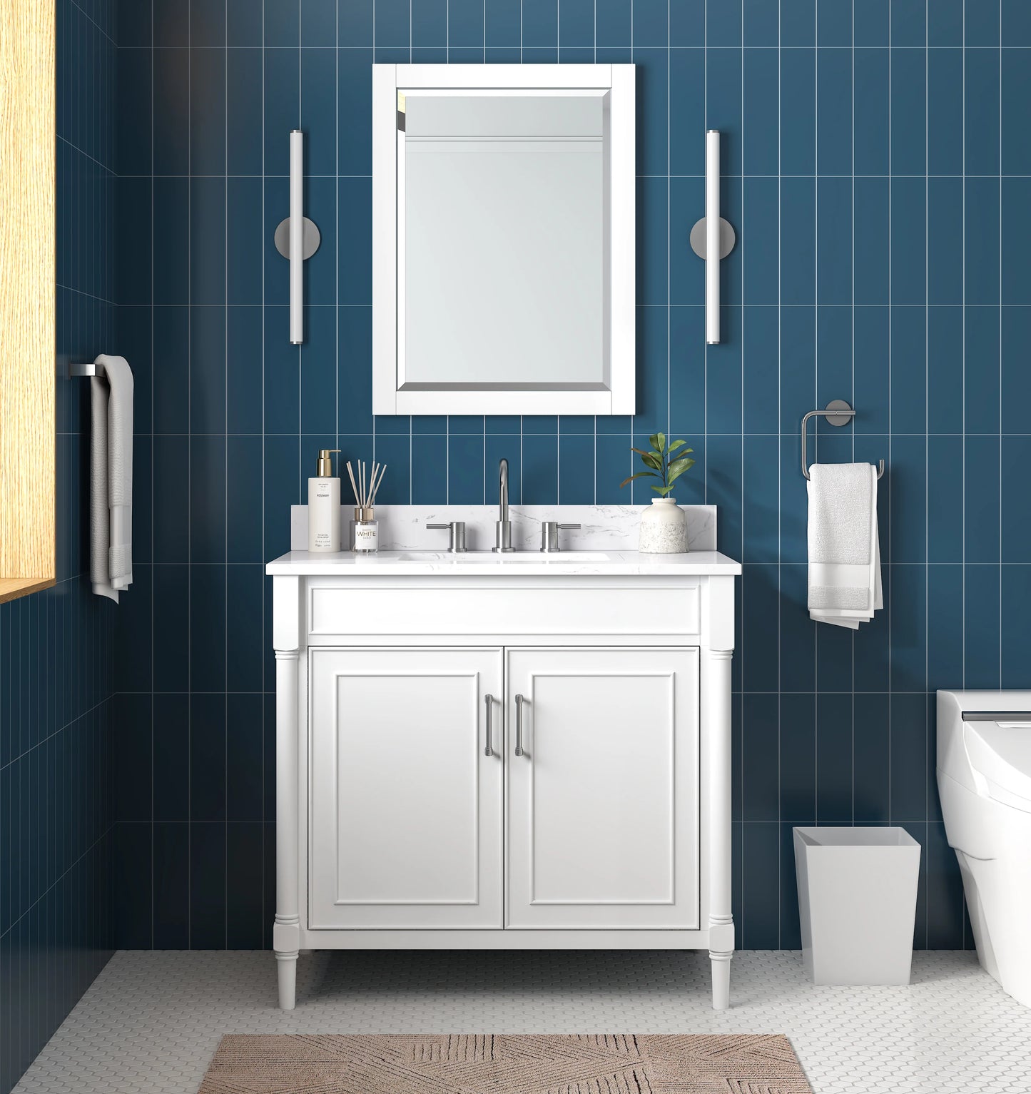 Bristol 36" Freestanding Bathroom Vanity with Stone Top and Vitreous China Undermount Sink