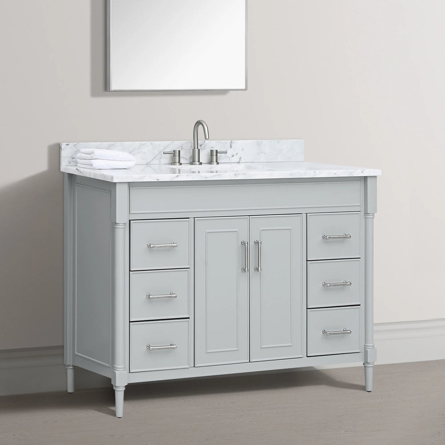 Bristol 48" Freestanding Bathroom Vanity with Stone Top and Vitreous China Undermount Sink