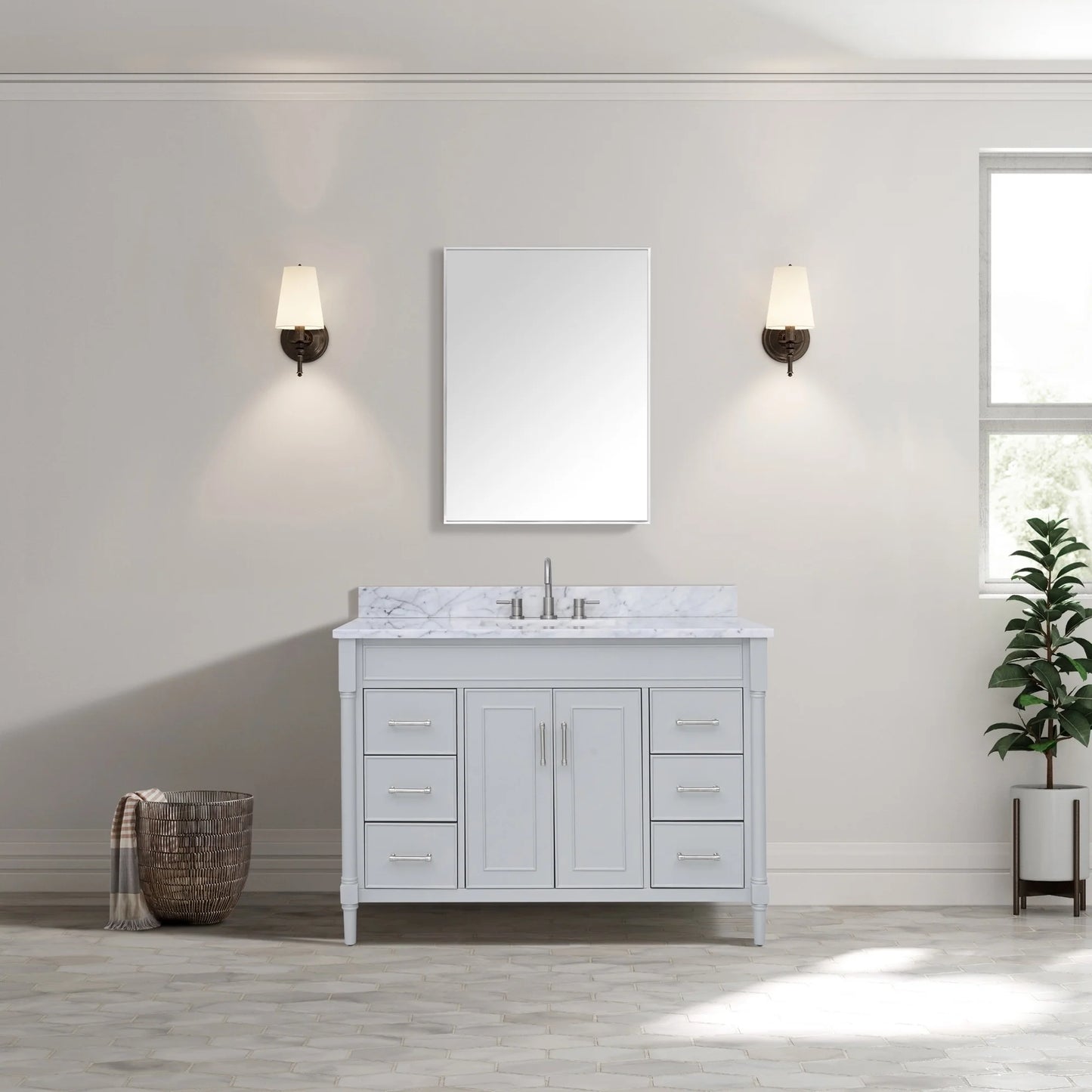 Bristol 48" Freestanding Bathroom Vanity with Stone Top and Vitreous China Undermount Sink