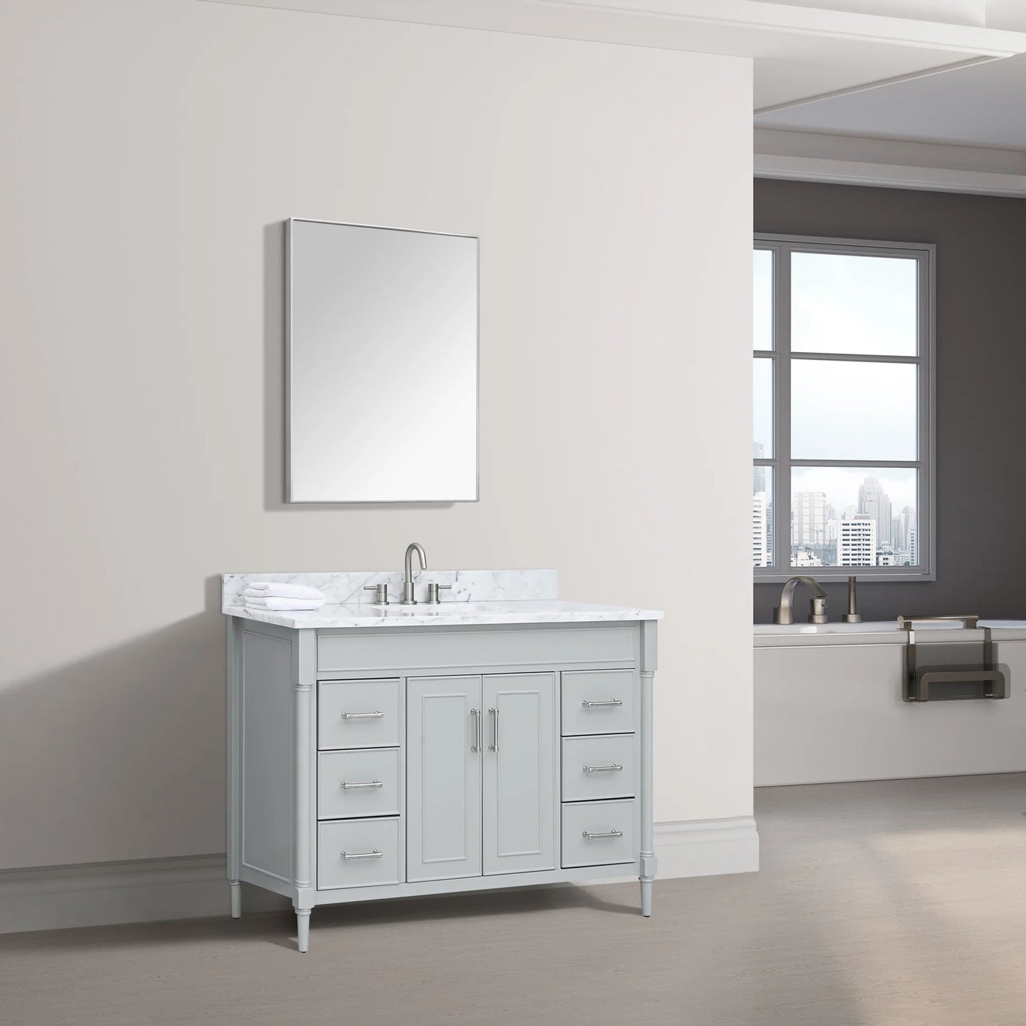 Bristol 48" Freestanding Bathroom Vanity with Stone Top and Vitreous China Undermount Sink