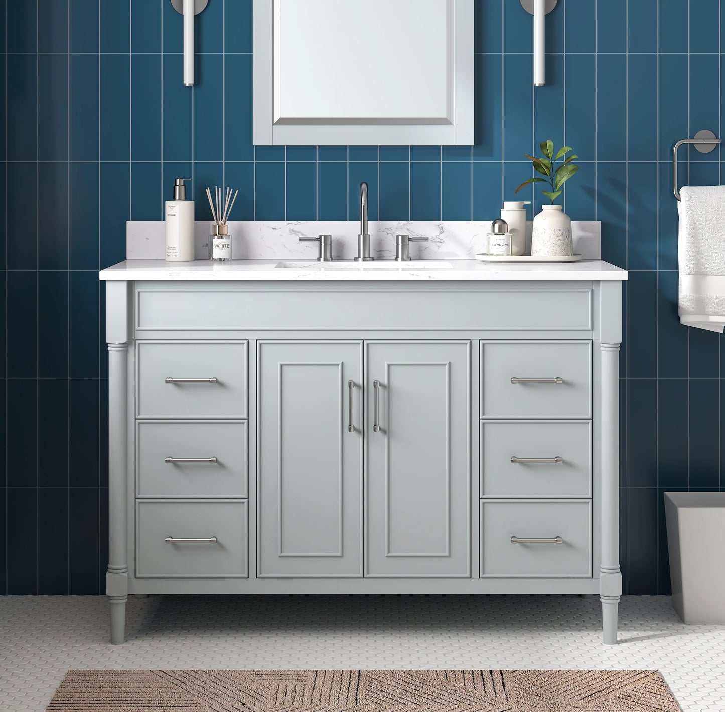 Bristol 48" Freestanding Bathroom Vanity with Stone Top and Vitreous China Undermount Sink