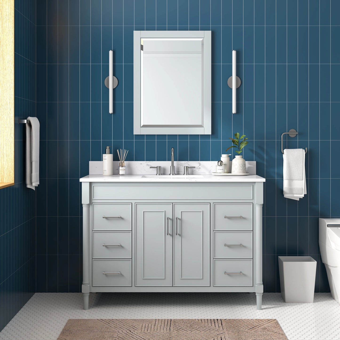 Bristol 48" Freestanding Bathroom Vanity with Stone Top and Vitreous China Undermount Sink