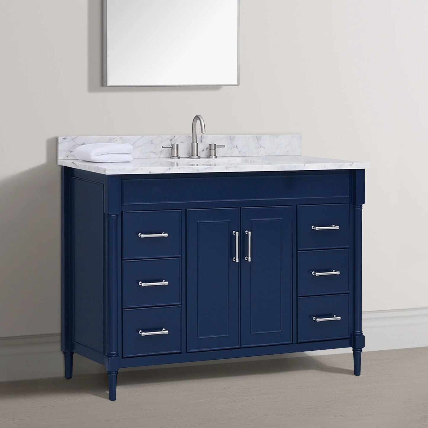 Bristol 48" Freestanding Bathroom Vanity with Stone Top and Vitreous China Undermount Sink
