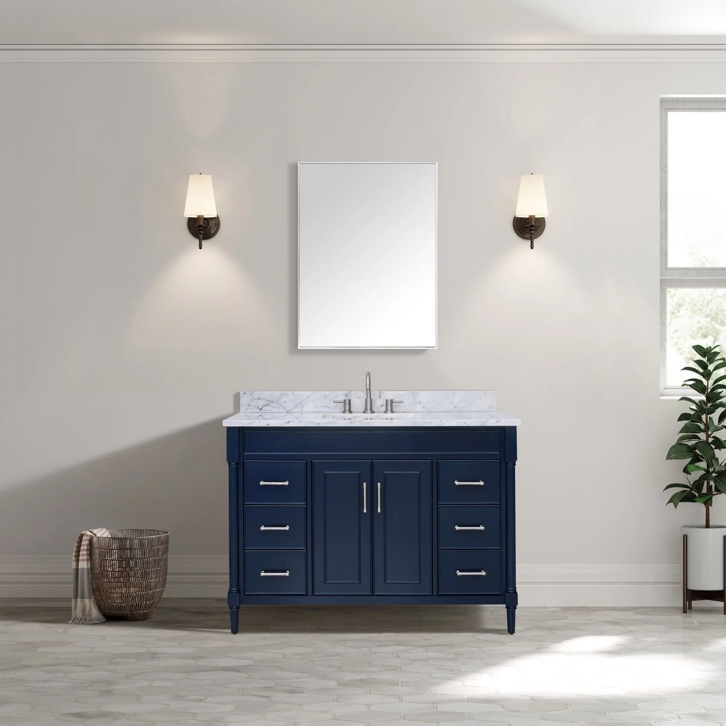 Bristol 48" Freestanding Bathroom Vanity with Stone Top and Vitreous China Undermount Sink