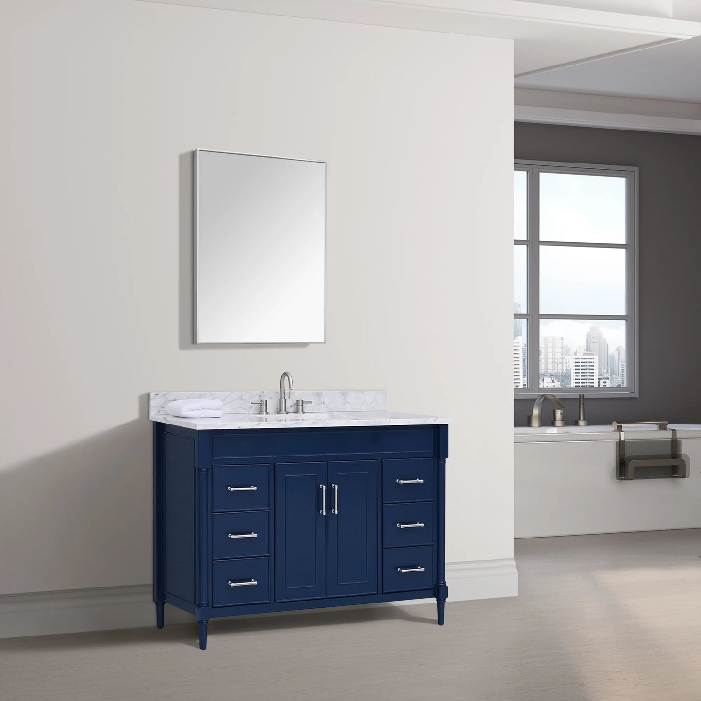 Bristol 48" Freestanding Bathroom Vanity with Stone Top and Vitreous China Undermount Sink