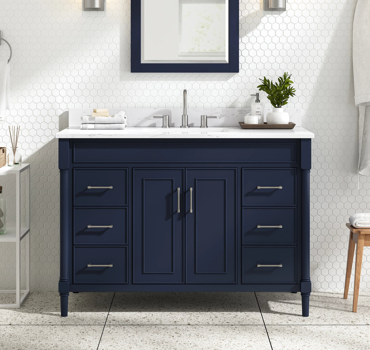 Bristol 48" Freestanding Bathroom Vanity with Stone Top and Vitreous China Undermount Sink