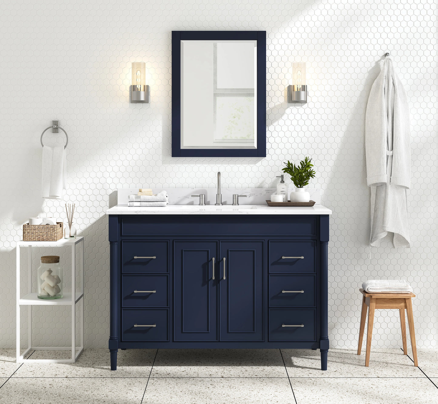 Bristol 48" Freestanding Bathroom Vanity with Stone Top and Vitreous China Undermount Sink