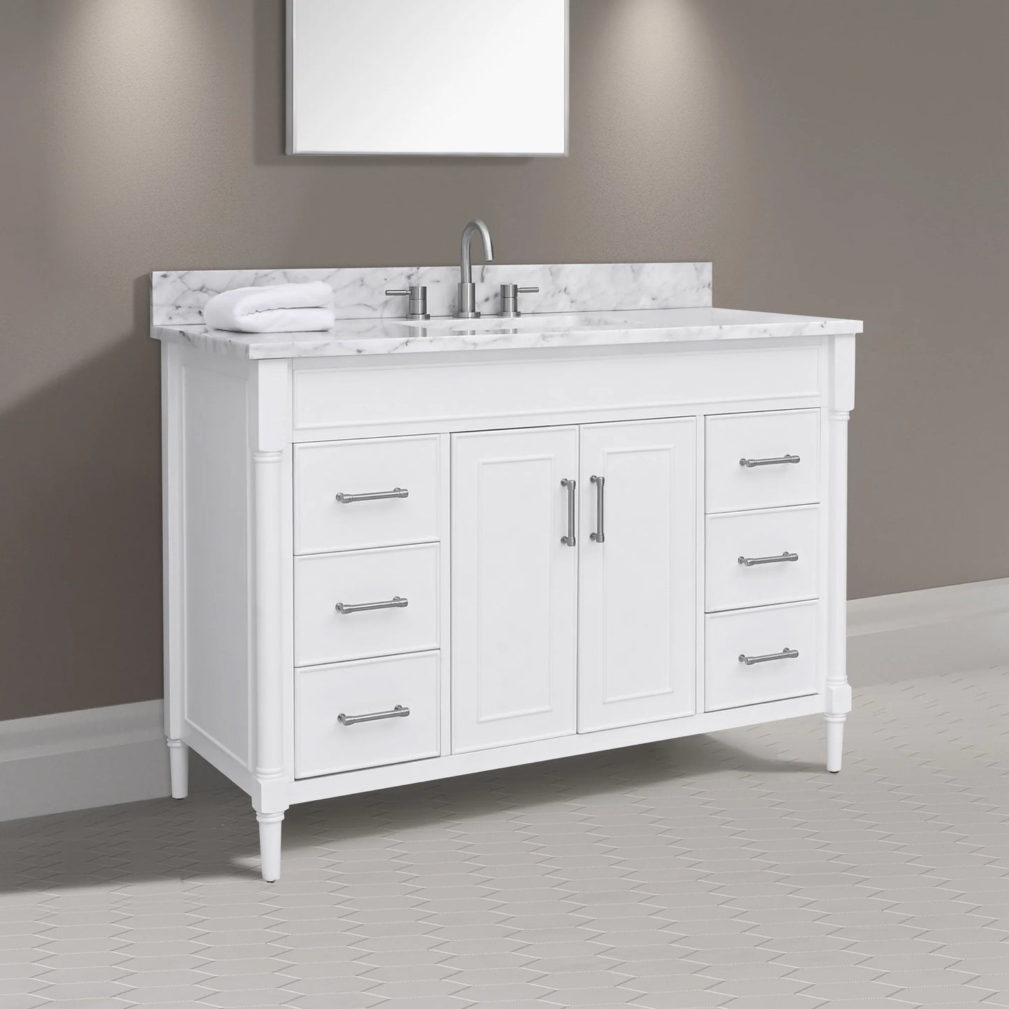 Bristol 48" Freestanding Bathroom Vanity with Stone Top and Vitreous China Undermount Sink