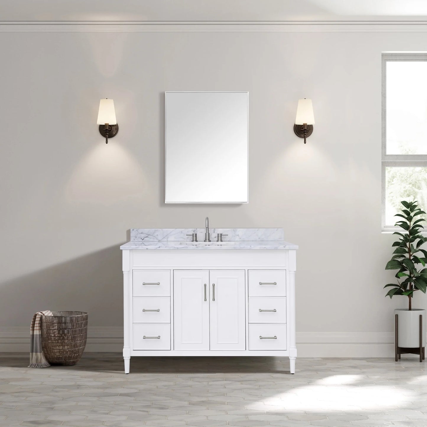 Bristol 48" Freestanding Bathroom Vanity with Stone Top and Vitreous China Undermount Sink