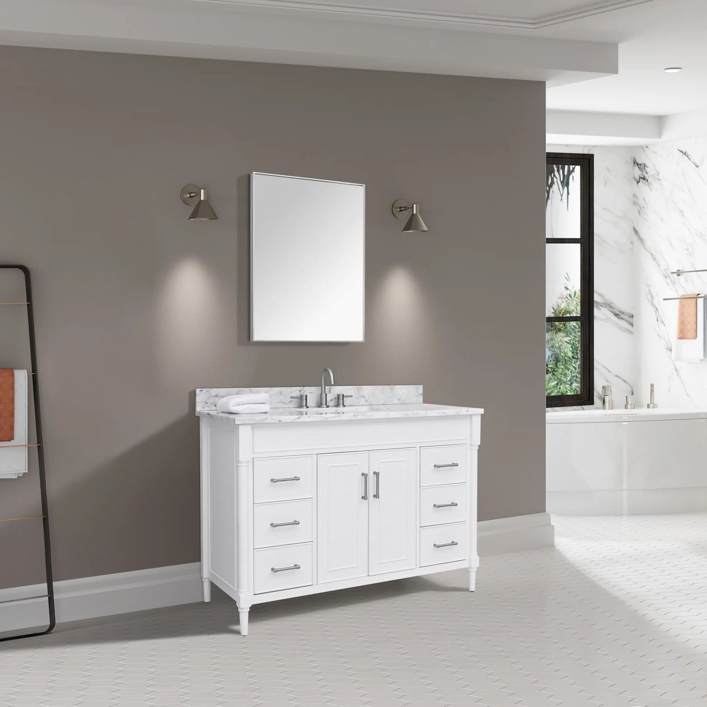 Bristol 48" Freestanding Bathroom Vanity with Stone Top and Vitreous China Undermount Sink