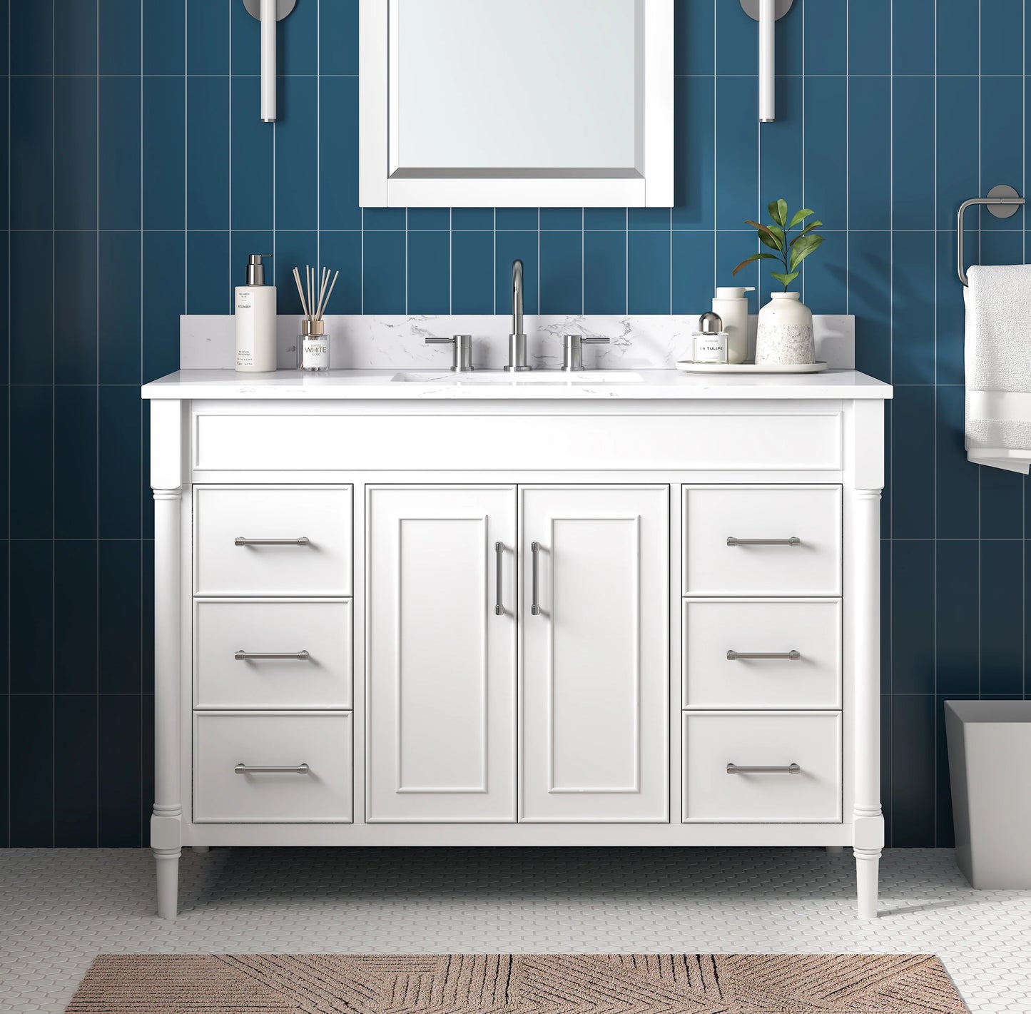 Bristol 48" Freestanding Bathroom Vanity with Stone Top and Vitreous China Undermount Sink