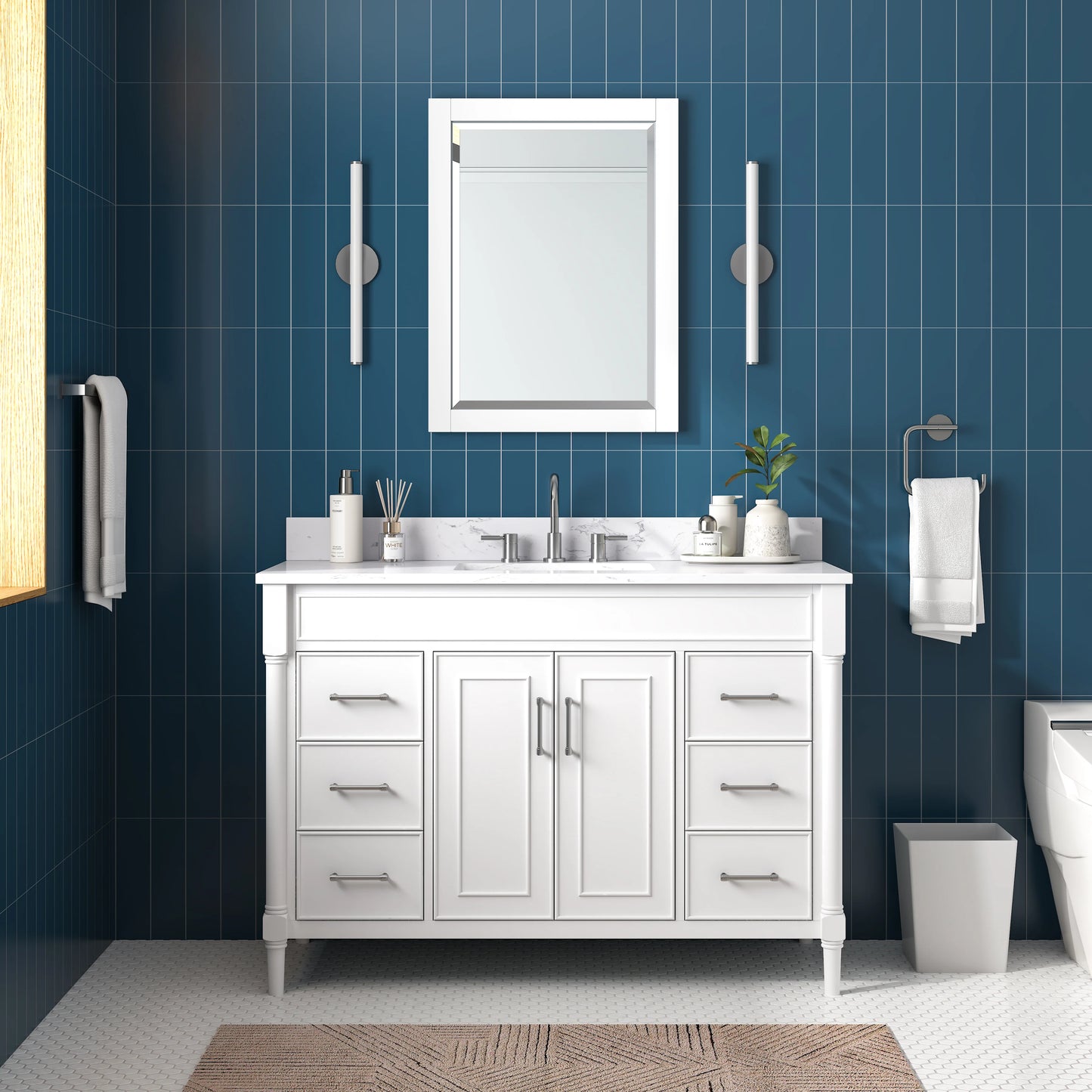 Bristol 48" Freestanding Bathroom Vanity with Stone Top and Vitreous China Undermount Sink