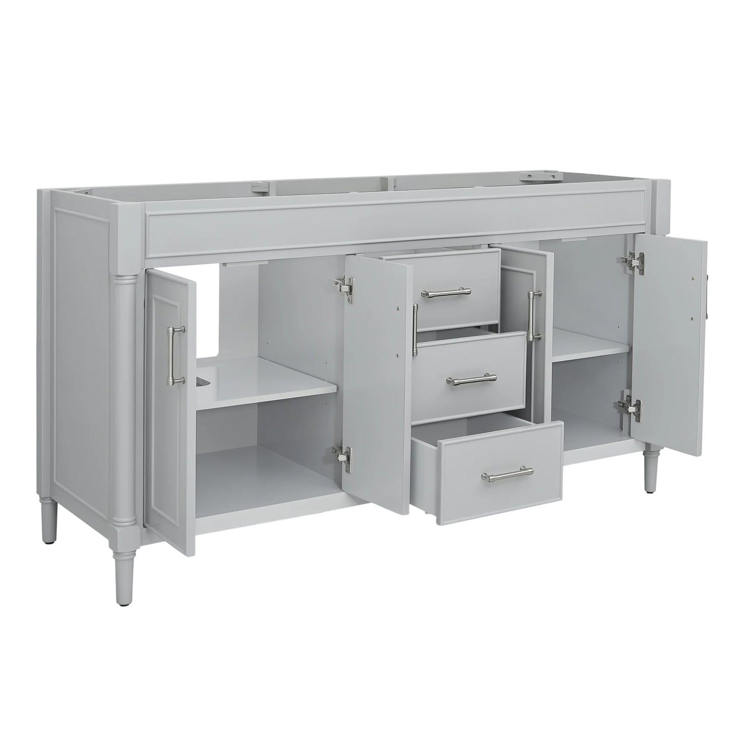 Bristol 60" Freestanding Bathroom Vanity with Stone Top and Vitreous China Undermount Sinks