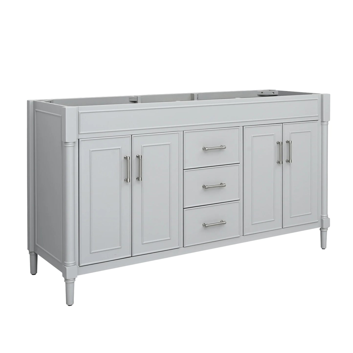 Bristol 60" Freestanding Bathroom Vanity with Stone Top and Vitreous China Undermount Sinks