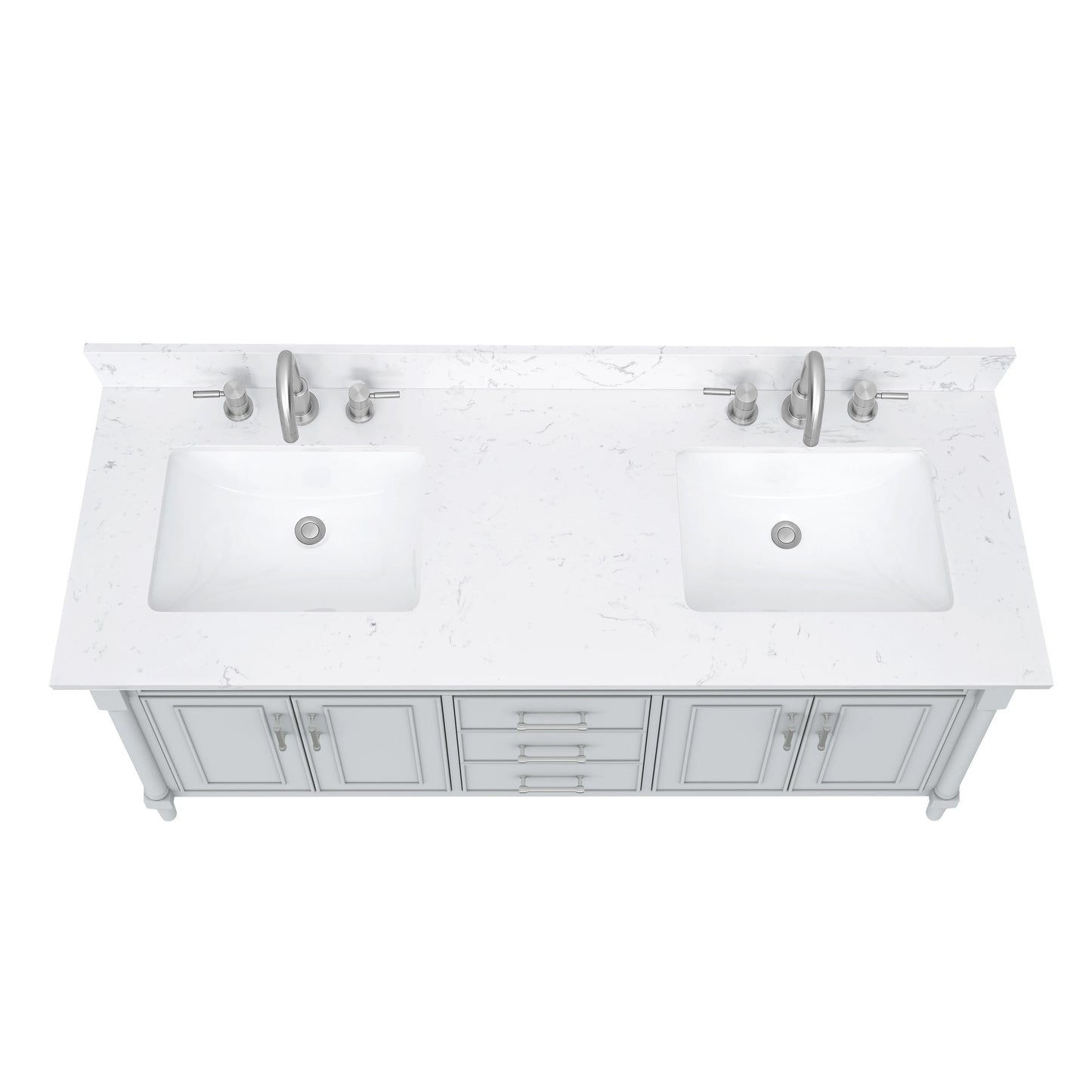 Bristol 60" Freestanding Bathroom Vanity with Stone Top and Vitreous China Undermount Sinks