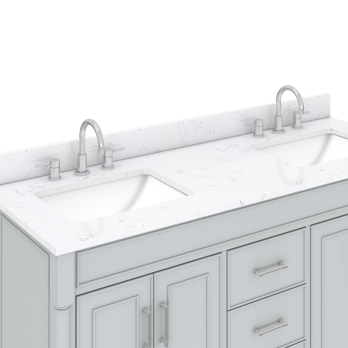 Bristol 60" Freestanding Bathroom Vanity with Stone Top and Vitreous China Undermount Sinks