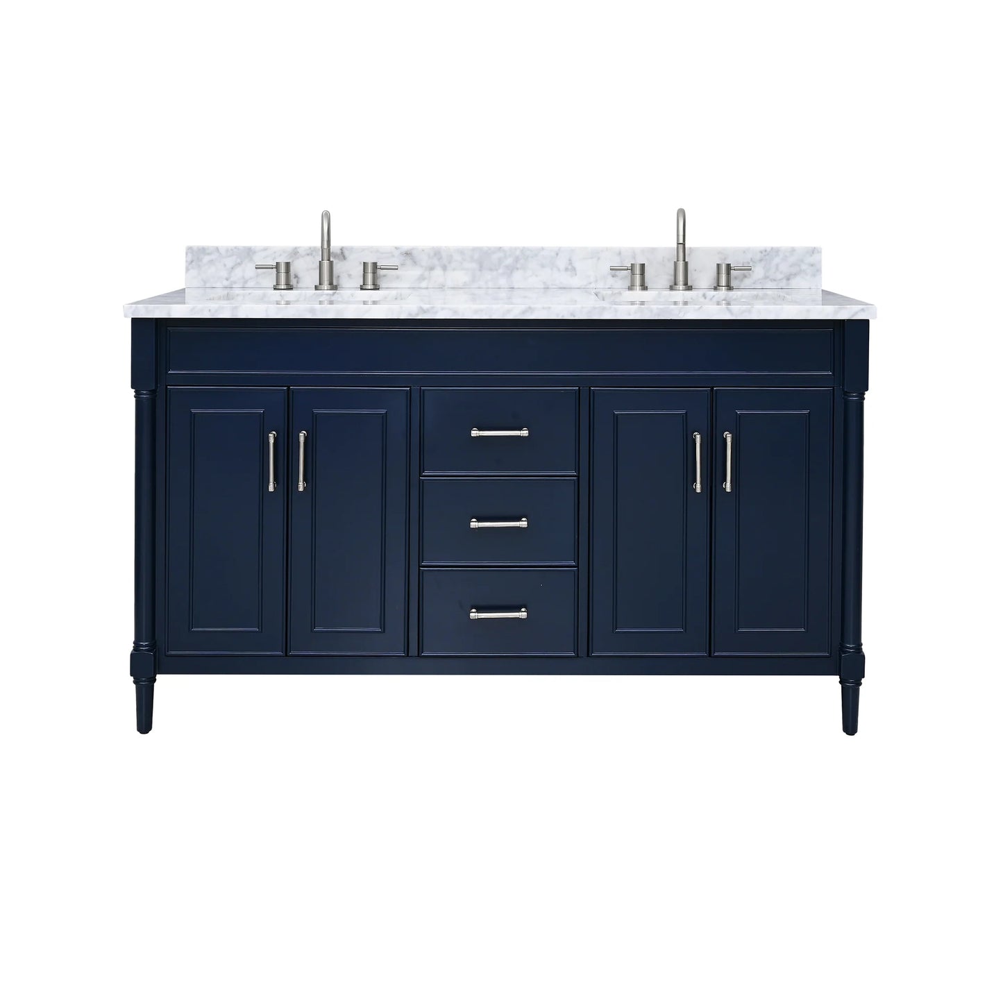 Bristol 60" Freestanding Bathroom Vanity with Stone Top and Vitreous China Undermount Sinks