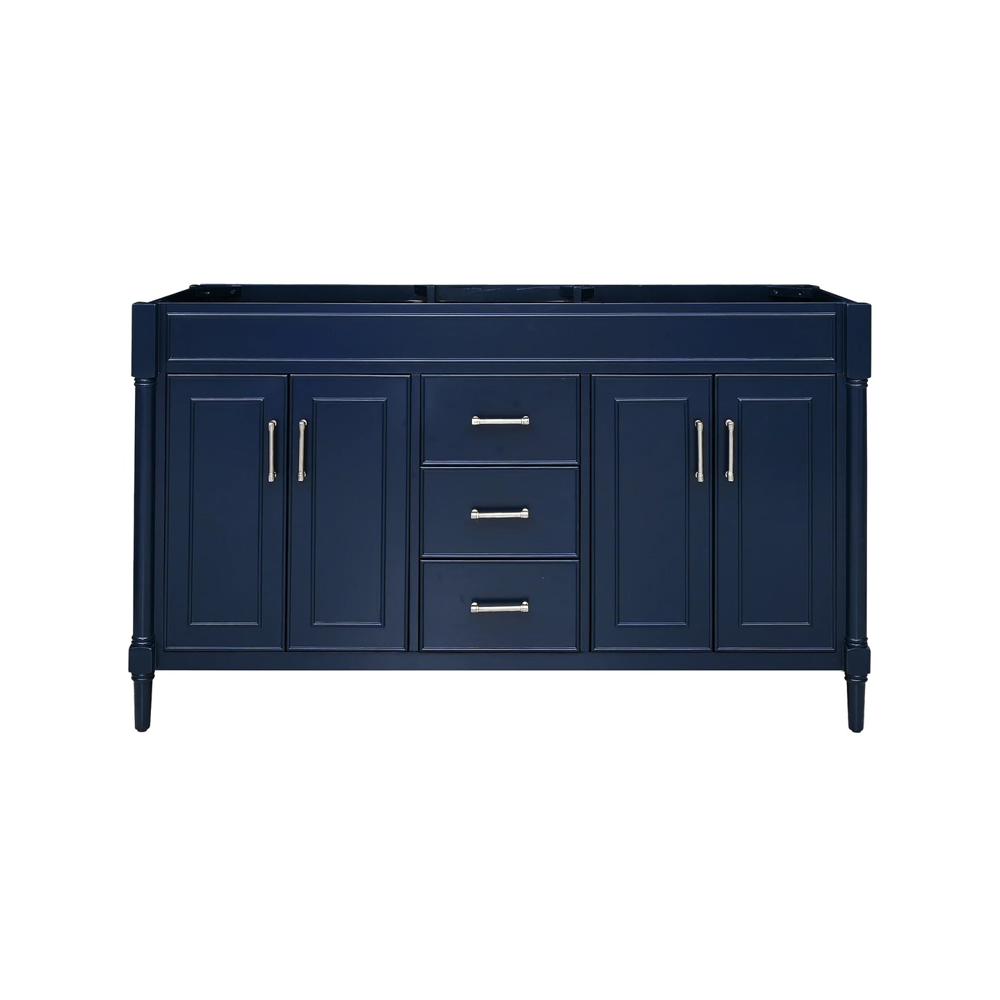 Bristol 60" Freestanding Bathroom Vanity with Stone Top and Vitreous China Undermount Sinks