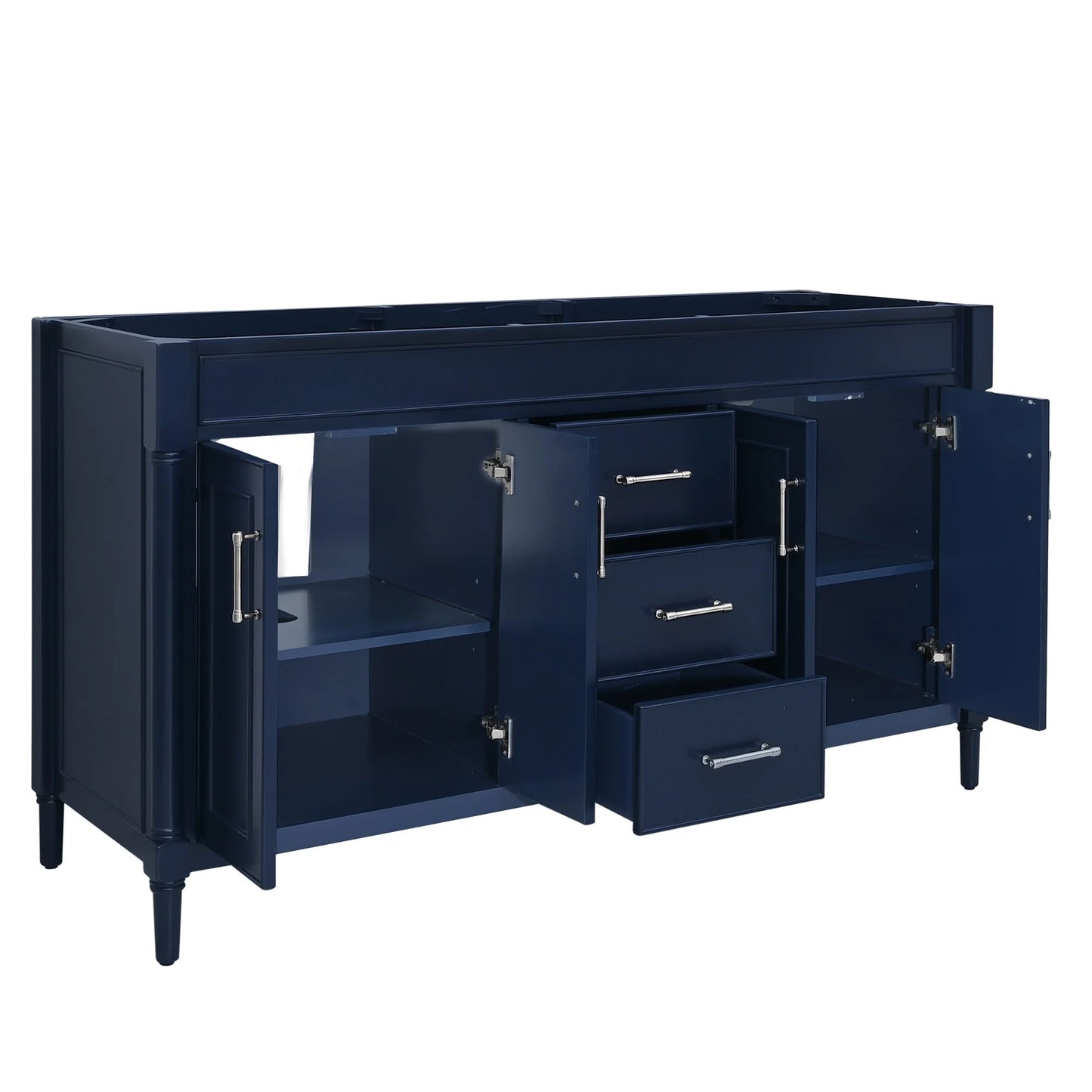 Bristol 60" Freestanding Bathroom Vanity with Stone Top and Vitreous China Undermount Sinks