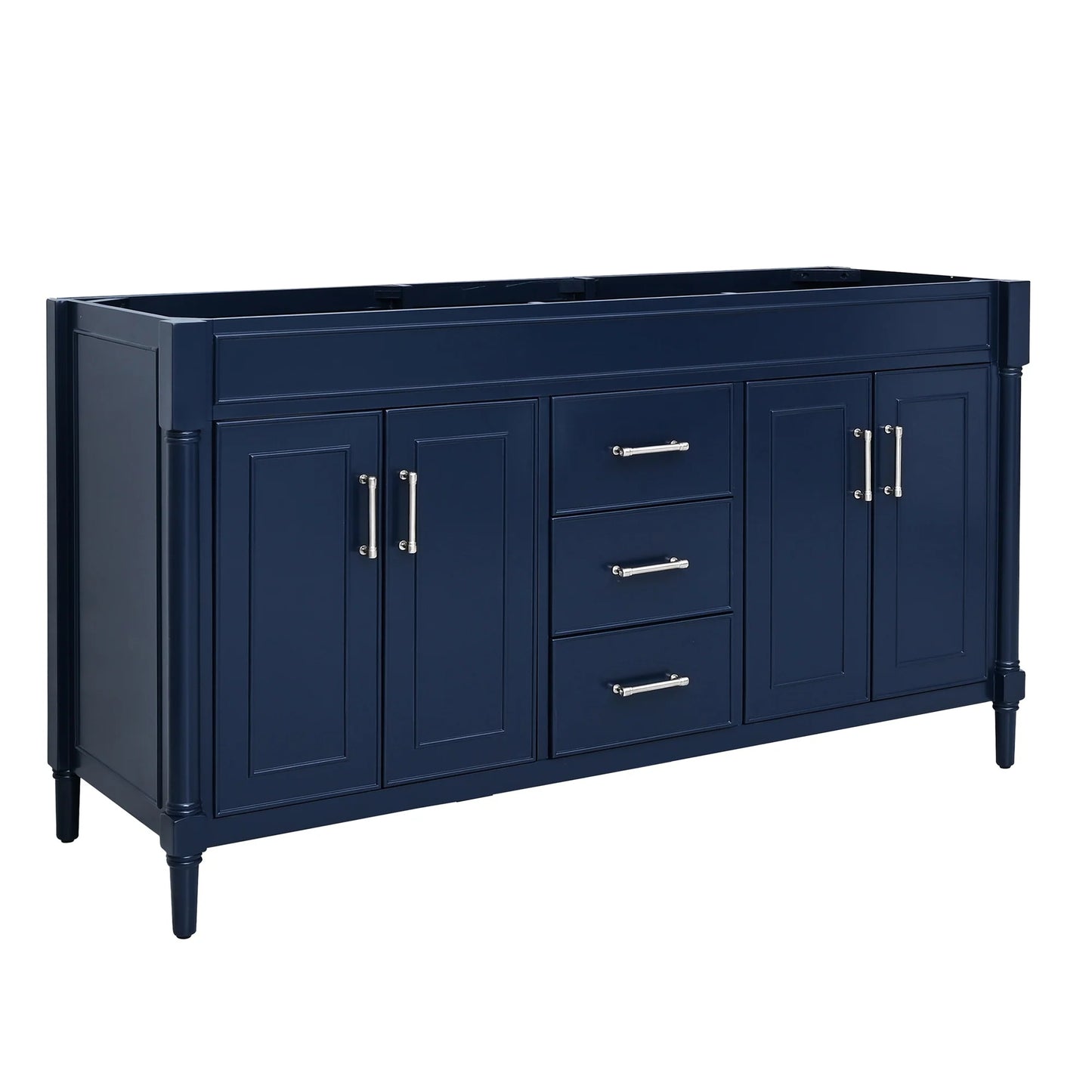 Bristol 60" Freestanding Bathroom Vanity with Stone Top and Vitreous China Undermount Sinks