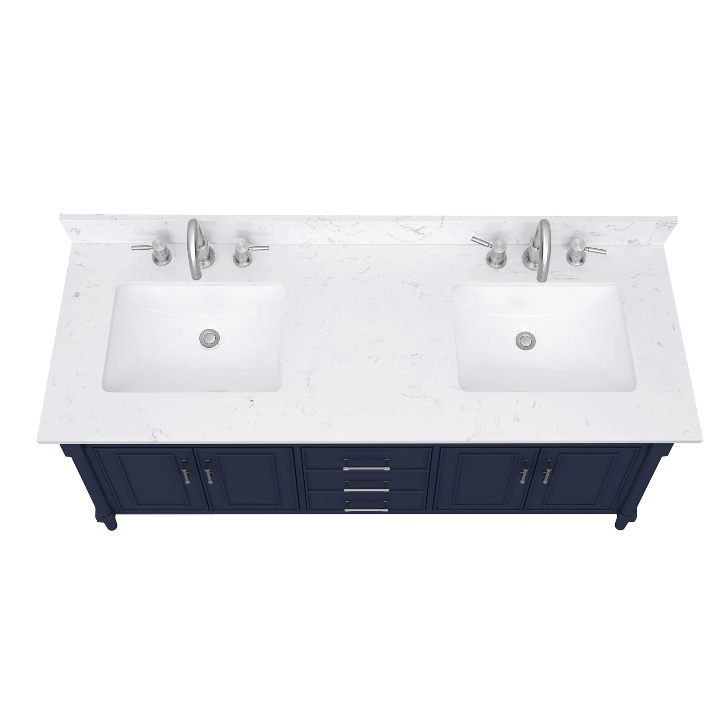 Bristol 60" Freestanding Bathroom Vanity with Stone Top and Vitreous China Undermount Sinks