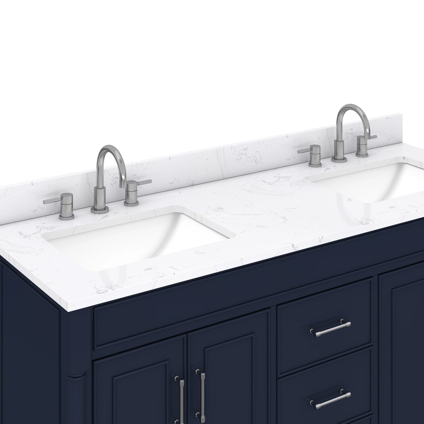 Bristol 60" Freestanding Bathroom Vanity with Stone Top and Vitreous China Undermount Sinks