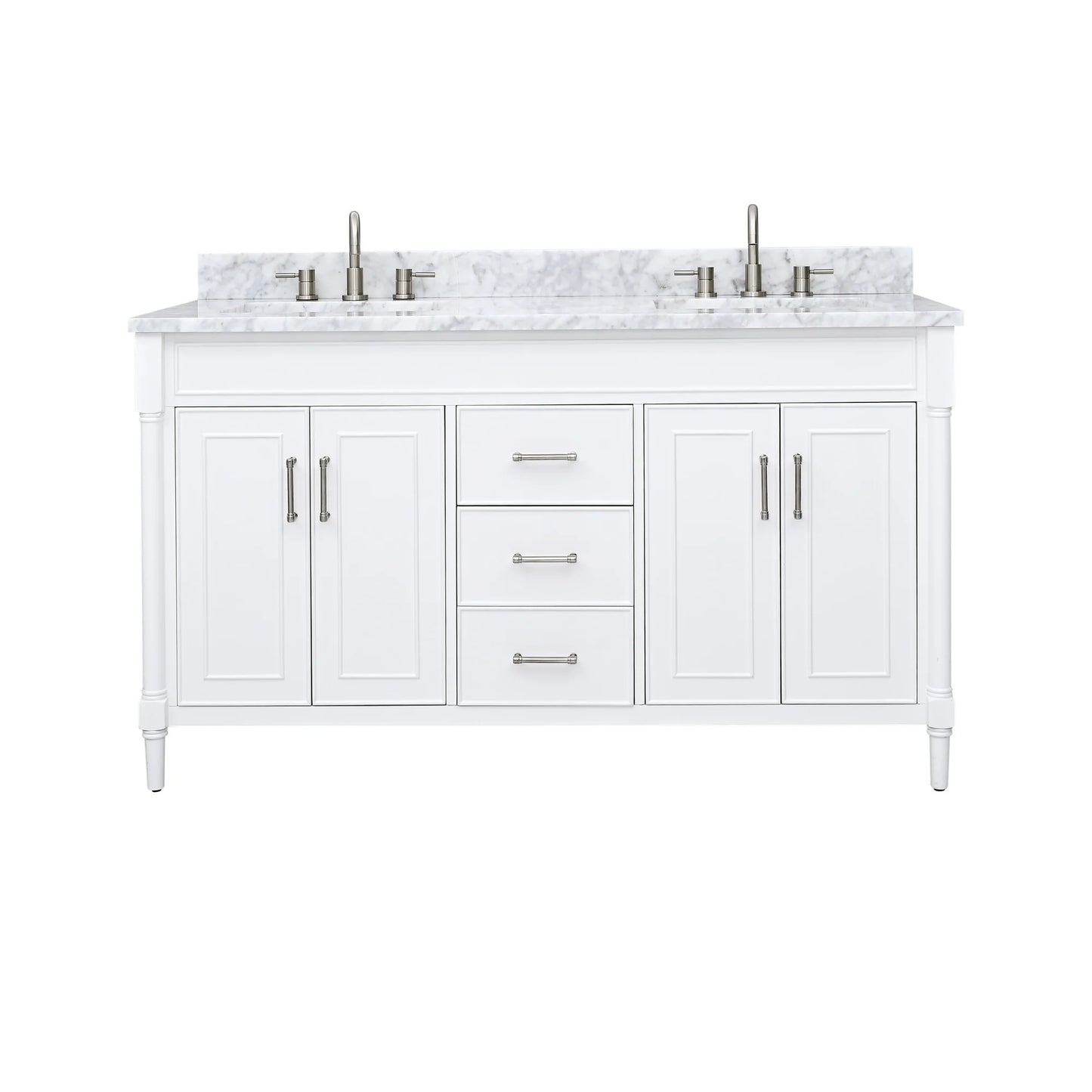 Bristol 60" Freestanding Bathroom Vanity with Stone Top and Vitreous China Undermount Sinks