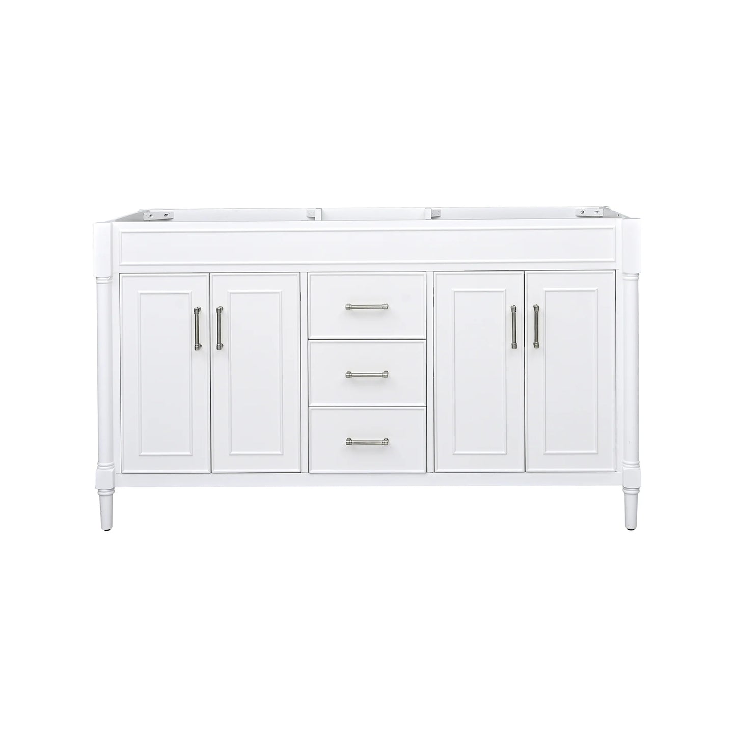 Bristol 60" Freestanding Bathroom Vanity with Stone Top and Vitreous China Undermount Sinks