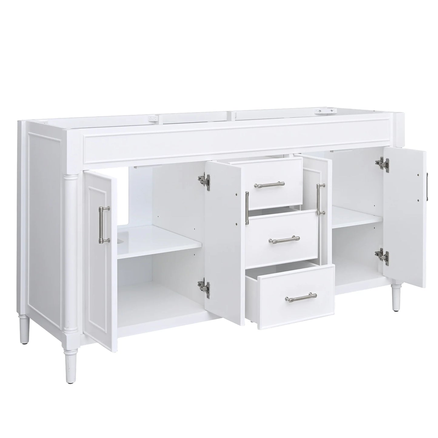 Bristol 60" Freestanding Bathroom Vanity with Stone Top and Vitreous China Undermount Sinks