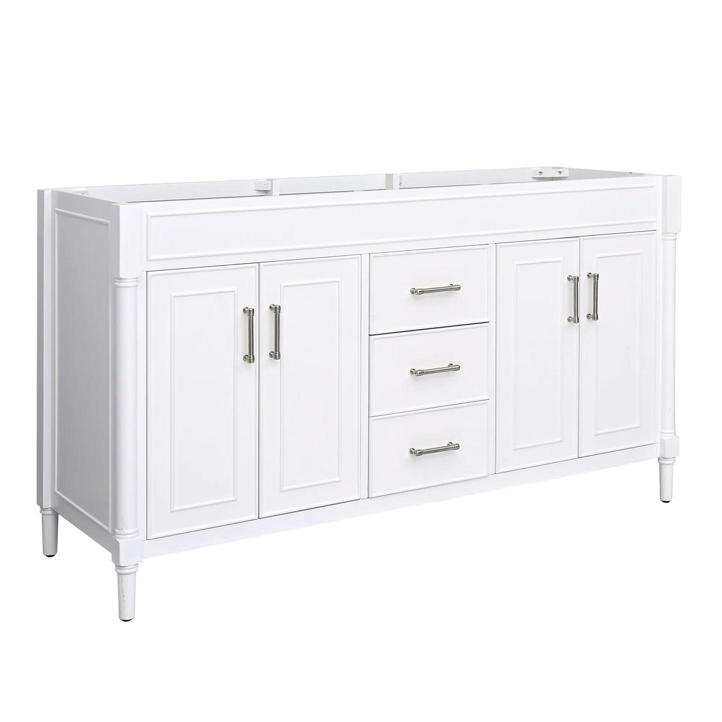 Bristol 60" Freestanding Bathroom Vanity with Stone Top and Vitreous China Undermount Sinks