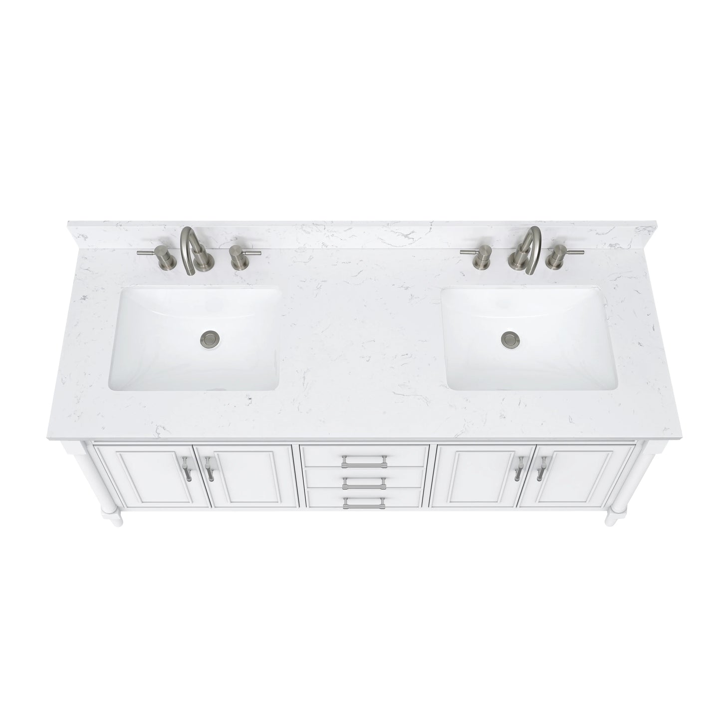 Bristol 60" Freestanding Bathroom Vanity with Stone Top and Vitreous China Undermount Sinks