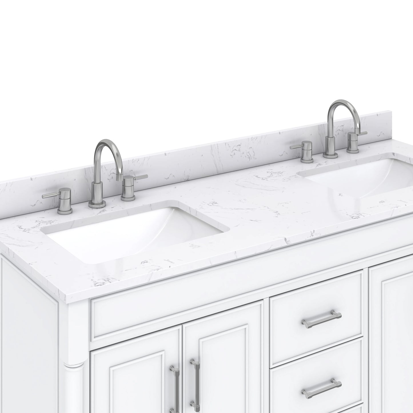 Bristol 60" Freestanding Bathroom Vanity with Stone Top and Vitreous China Undermount Sinks