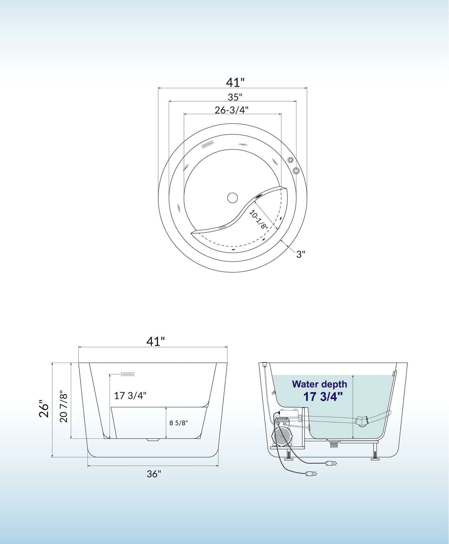 Blase 41" Freestanding Whirlpool Bathtub