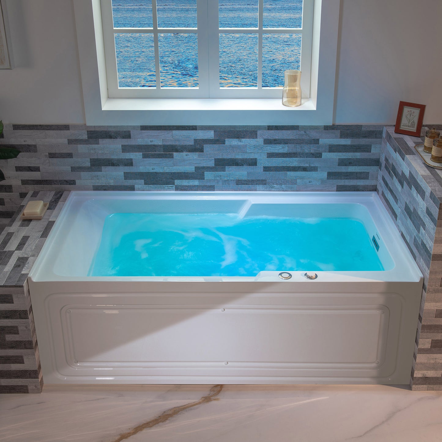 Nisha 60" Alcove Whirlpool Bathtub