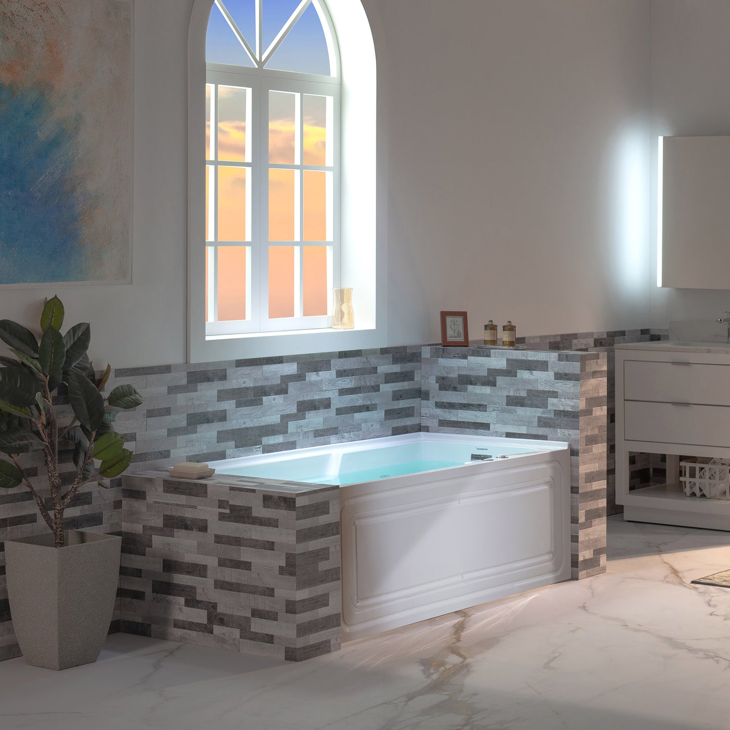 Nisha 60" Alcove Whirlpool Bathtub