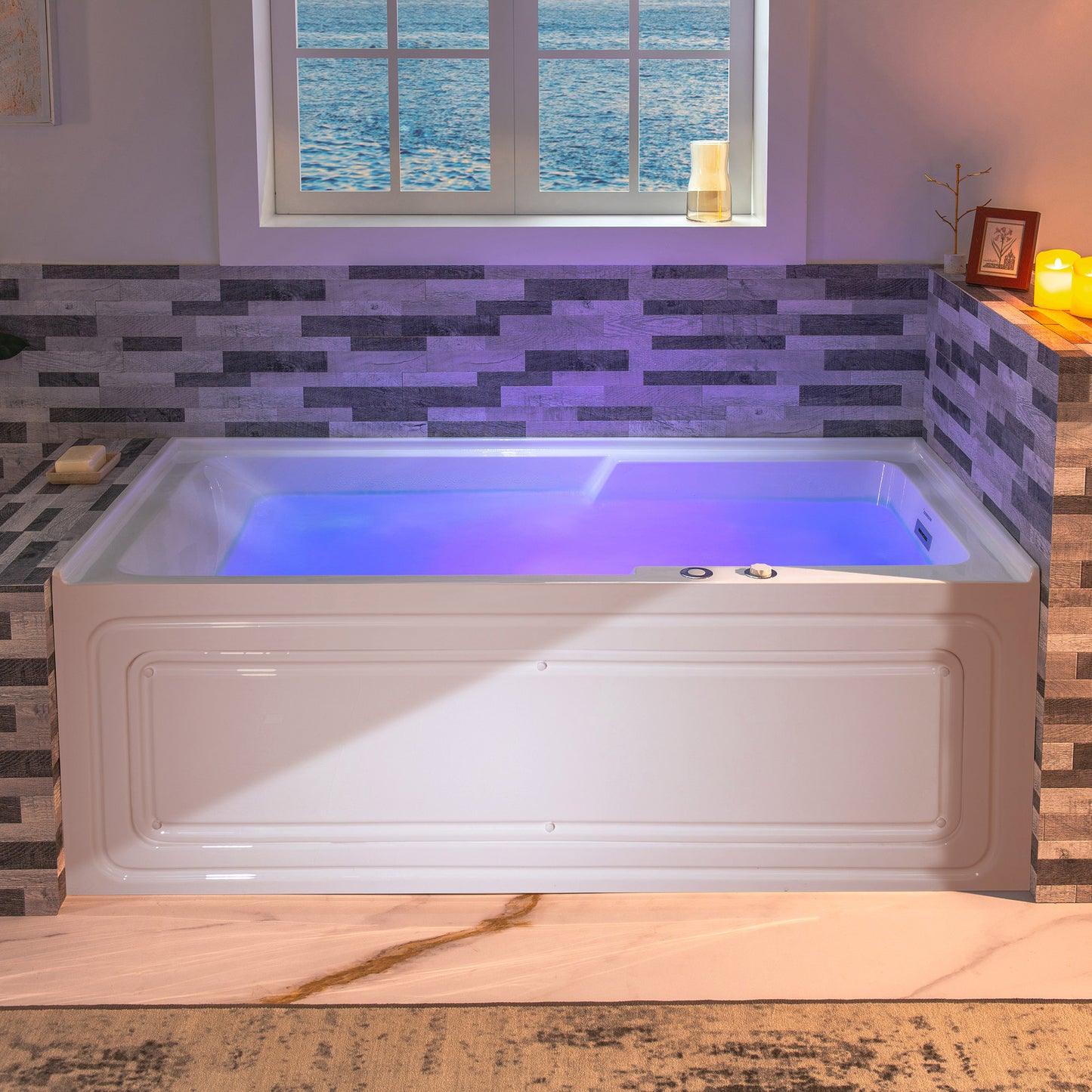 Nisha 60" Alcove Whirlpool Bathtub